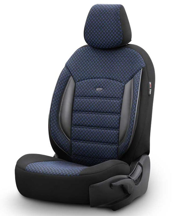 Alternative view of Καλύμματα Αυτοκινήτου Otom Sport Plus Design Universal Βαμβακερό Ύφασμα / Rachel / Δερματίνη Σετ Εμπρός / Πίσω 11 Τεμαχίων Μαύρο / Μπλε SPTPLS-104