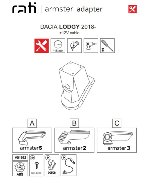 Alternative view of Βάση Τεμπέλη Ειδική Για Dacia Lodgy 18+ Armster Rati 1 Τεμάχιο