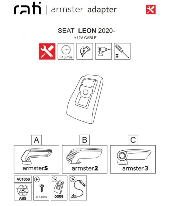 Alternative view of Βάση Τεμπέλη Ειδική Για Seat Leon 2020+ Armster Rati 1 Τεμάχιο
