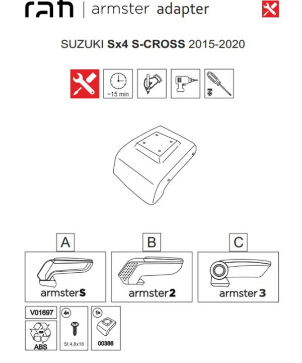 Alternative view of Βάση Τεμπέλη Ειδική Για Suzuki SX4 S-Cross 15-20 Armster Rati 1 Τεμάχιο
