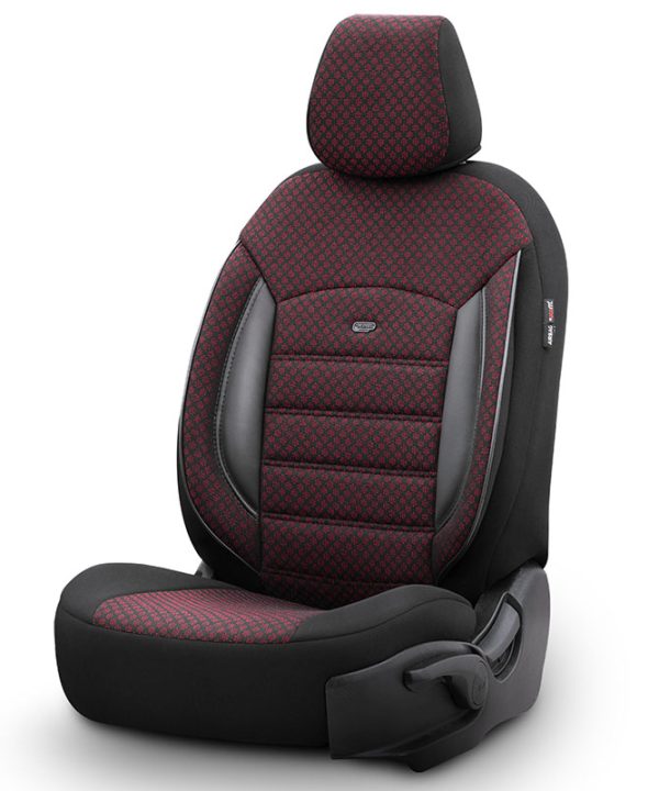 Alternative view of Καλύμματα Αυτοκινήτου Otom Sport Plus Design Universal Βαμβακερό Ύφασμα / Rachel / Δερματίνη Σετ Εμπρός / Πίσω 11 Τεμαχίων Μαύρο Με Μπορντό SPTPLS-103