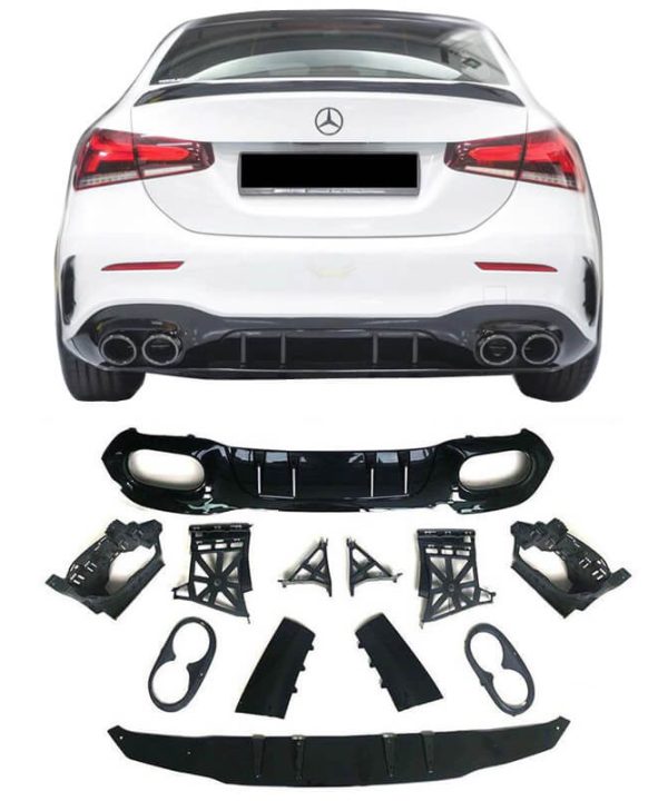 Kimpiris - Diffuser Πίσω Προφυλακτήρα Για Mercedes-Benz A-Class W177 19+ Sedan A45 Amg Look