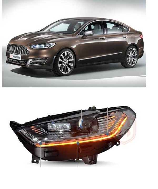 Kimpiris - Μπροστινά Φανάρια Set Για Ford Mondeo mk5 13-16 DRL Chrome H7/Led Με Φλας Dynamic Carner
