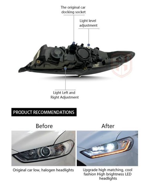 Alternative view of Μπροστινά Φανάρια Set Για Ford Mondeo mk5 13-16 DRL Chrome H7/Led Με Φλας Dynamic Carner