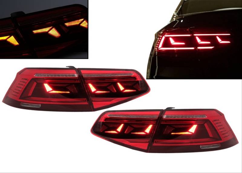 Kimpiris - Πισινά Φανάρια Set Για VW Passat B8 3G (2015-2019) Limousine Sequential Dynamic Φλας B8.5 Design Red/Crystal