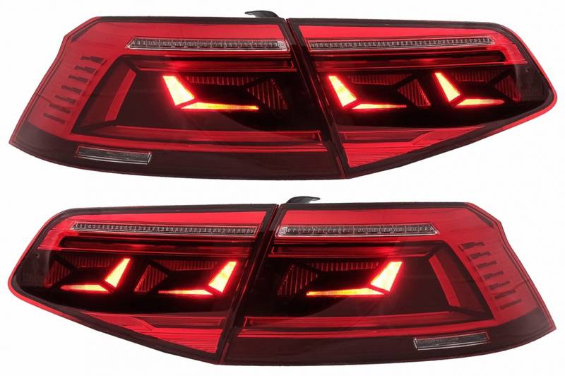 Πισινά Φανάρια Set Για VW Passat B8 3G (2015-2019) Limousine Sequential Dynamic Φλας B8.5 Design Red/Crystal - Image 2