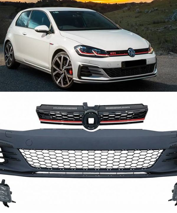Kimpiris - Μπροστινός Προφυλακτήρας Για VW Golf VII (7) 13-17 Upgrade to GTI 7.5 Look 17-19 Σετ Με Μάσκα & Led Προβολείς