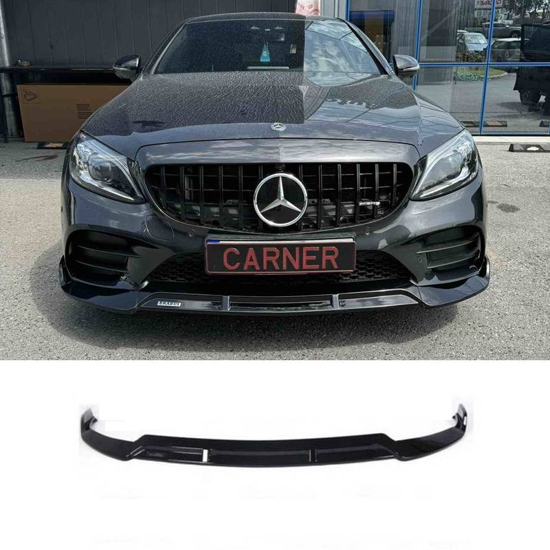 Kimpiris - Μπροστινό Spoiler Για Mercedes-Benz C-Class C205 / W205 Facelift 19-21 Amg Line Μαύρο Γυαλιστερό Brabus Look 3 Τεμάχια