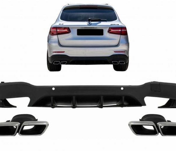 Kimpiris - Diffuser Πίσω Προφυλακτήρα Για Mercedes-Benz GLC SUV X253 2015-2019 GLC63 Amg Look Για Amg Sport Line Προφυλακτήρες Σετ Με Μπούκες Χρωμίου