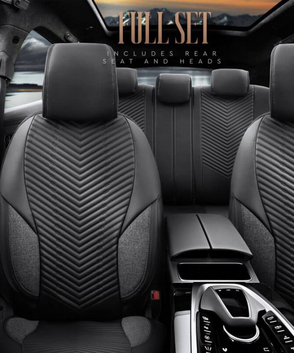 Alternative view of Καλύμματα Αυτοκινήτου Otom "Advanced Leather" Universal Δερματίνη / Λινό Ύφασμα Σετ Εμπρός / Πίσω 11 Τεμαχίων Μαύρο ΑDV-104