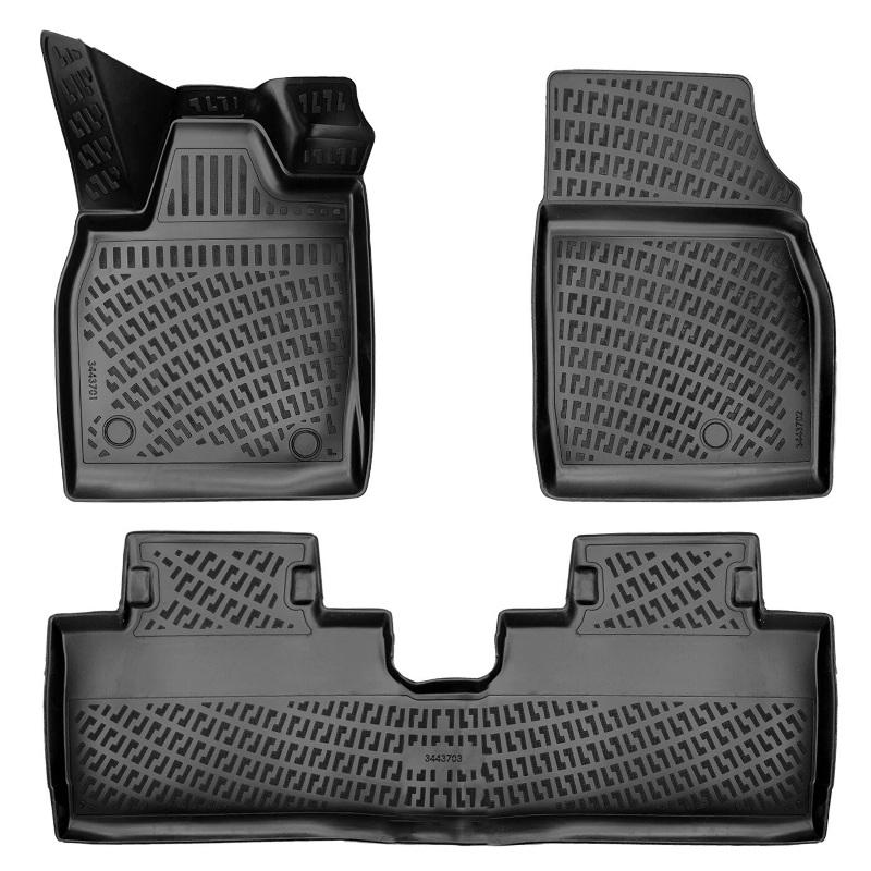 Kimpiris - Πατάκια Σκαφάκια 3D Από Λάστιχο TPE Για Ford Mustang Mach-E 2021- Rizline 3 Τεμάχια Μαύρα