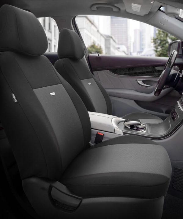 Kimpiris - Καλύμματα Αυτοκινήτου Otom Flex Design Universal Βαμβακερό Ύφασμα Rachel Σετ Εμπρός / Πίσω 10 Τεμαχίων Μαύρο FLX-101