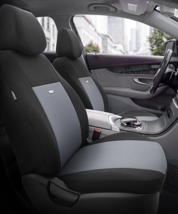 Kimpiris - Καλύμματα Αυτοκινήτου Otom Flex Design Universal Βαμβακερό Ύφασμα Rachel Σετ Εμπρός / Πίσω 10 Τεμαχίων Μαύρο / Γκρι FLX-102