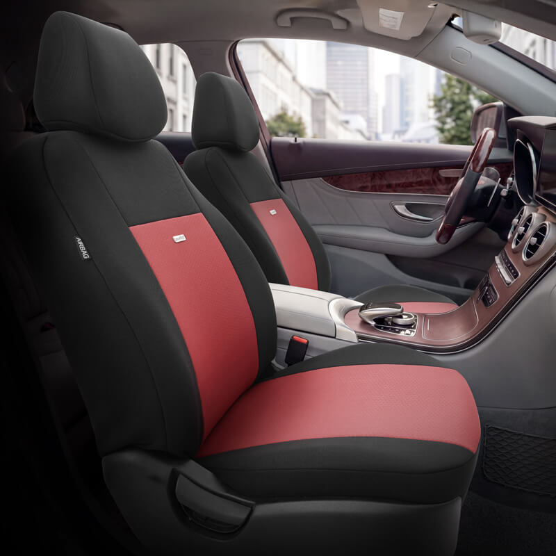 Kimpiris - Καλύμματα Αυτοκινήτου Otom Flex Design Universal Βαμβακερό Ύφασμα Rachel Σετ Εμπρός / Πίσω 10 Τεμαχίων Μαύρο / Μπορντό FLX-105
