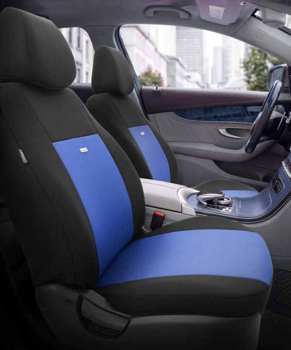 Kimpiris - Καλύμματα Αυτοκινήτου Otom Flex Design Universal Βαμβακερό Ύφασμα Rachel Σετ Εμπρός / Πίσω 10 Τεμαχίων Μαύρο / Μπλε FLX-107