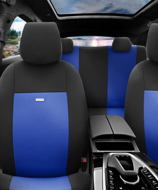 Alternative view of Καλύμματα Αυτοκινήτου Otom Flex Design Universal Βαμβακερό Ύφασμα Rachel Σετ Εμπρός / Πίσω 10 Τεμαχίων Μαύρο / Μπλε FLX-107