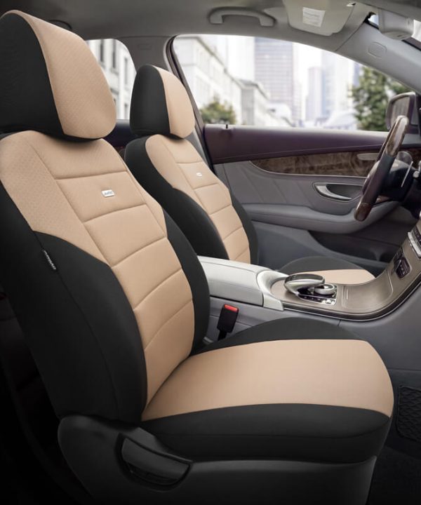 Kimpiris - Καλύμματα Αυτοκινήτου Otom One Design Universal Βαμβακερό Ύφασμα Rachel Σετ Εμπρός / Πίσω 10 Τεμαχίων Μαύρο / Μπεζ ONE-103