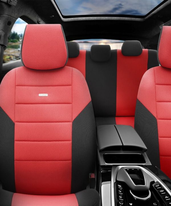 Alternative view of Καλύμματα Αυτοκινήτου Otom One Design Universal Βαμβακερό Ύφασμα Rachel Σετ Εμπρός / Πίσω 10 Τεμαχίων Μαύρο / Κόκκινο ONE-104