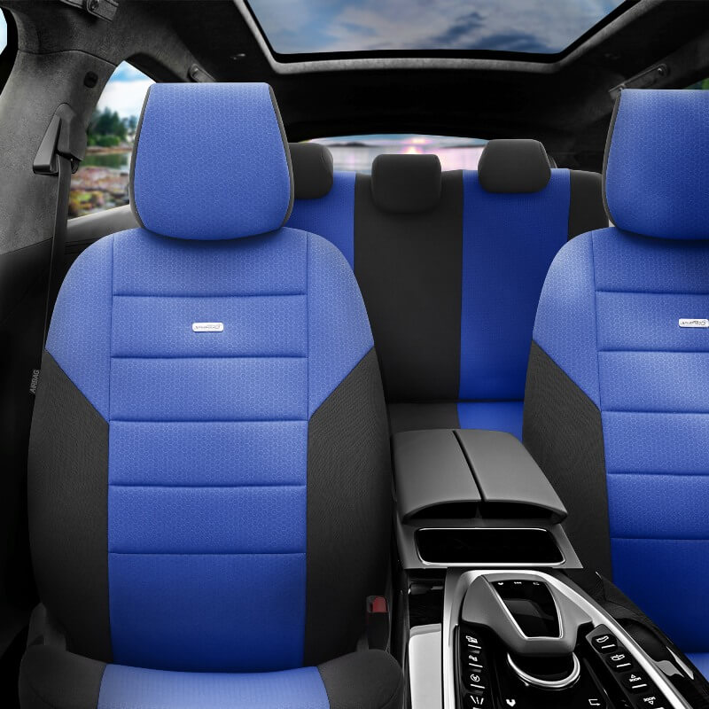 Καλύμματα Αυτοκινήτου Otom One Design Universal Βαμβακερό Ύφασμα Rachel Σετ Εμπρός / Πίσω 10 Τεμαχίων Μαύρο / Μπλε ONE-107 - Image 2