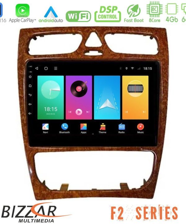 Kimpiris - Bizzar F2 Series 8Core Android16 4+64GB  Mercedes C Class (W203) Navigation Multimedia Tablet 9" (Wooden Style)