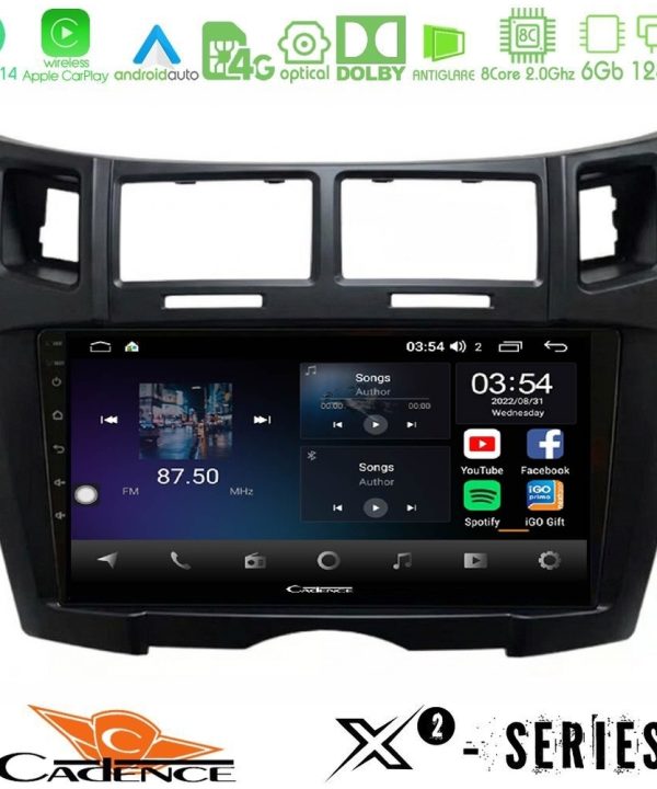 Kimpiris - Cadence X2 Series 8Core Android14 6+128GB  Toyota Yaris Navigation Multimedia Tablet 9" (Μαύρο Χρώμα)