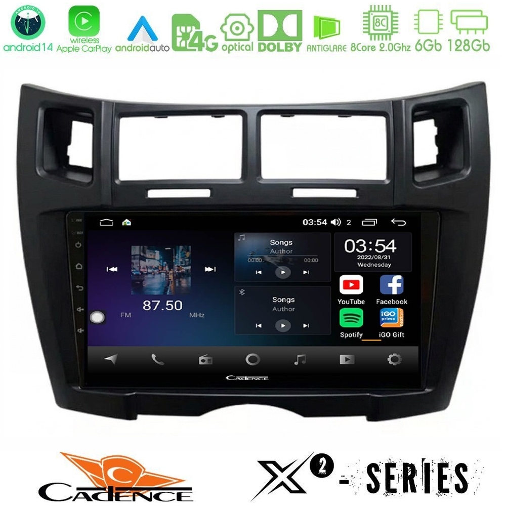 Kimpiris - Cadence X2 Series 8Core Android14 6+128GB Toyota Yaris Navigation Multimedia Tablet 9" (Μαύρο Χρώμα)