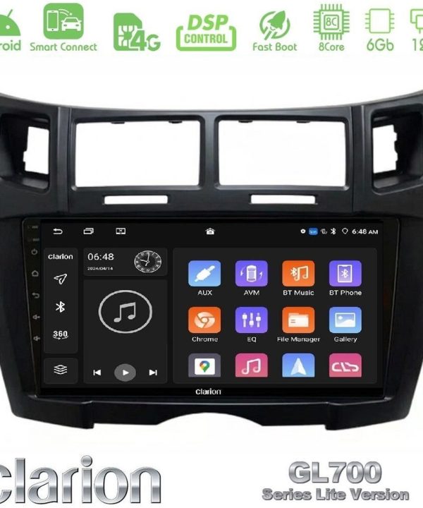 Kimpiris - Clarion GL700 Lite Series 8Core Android ClarionOS 6+128GB Toyota Yaris Navigation Multimedia Tablet 9" (Μαύρο Χρώμα) Με Carplay & Android Auto