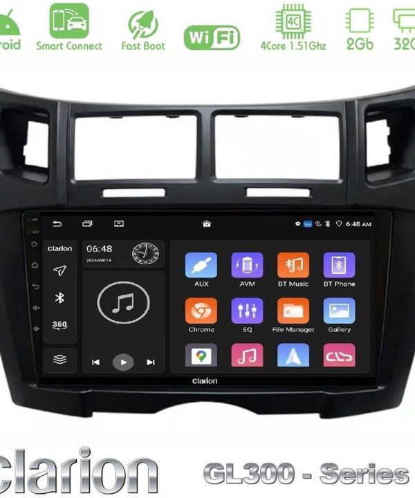 Kimpiris - Clarion GL300 Series 4Core Android ClarionOS 2+32GB Toyota Yaris Navigation Multimedia Tablet 9" (Μαύρο Χρώμα) Με Carplay & Android Auto