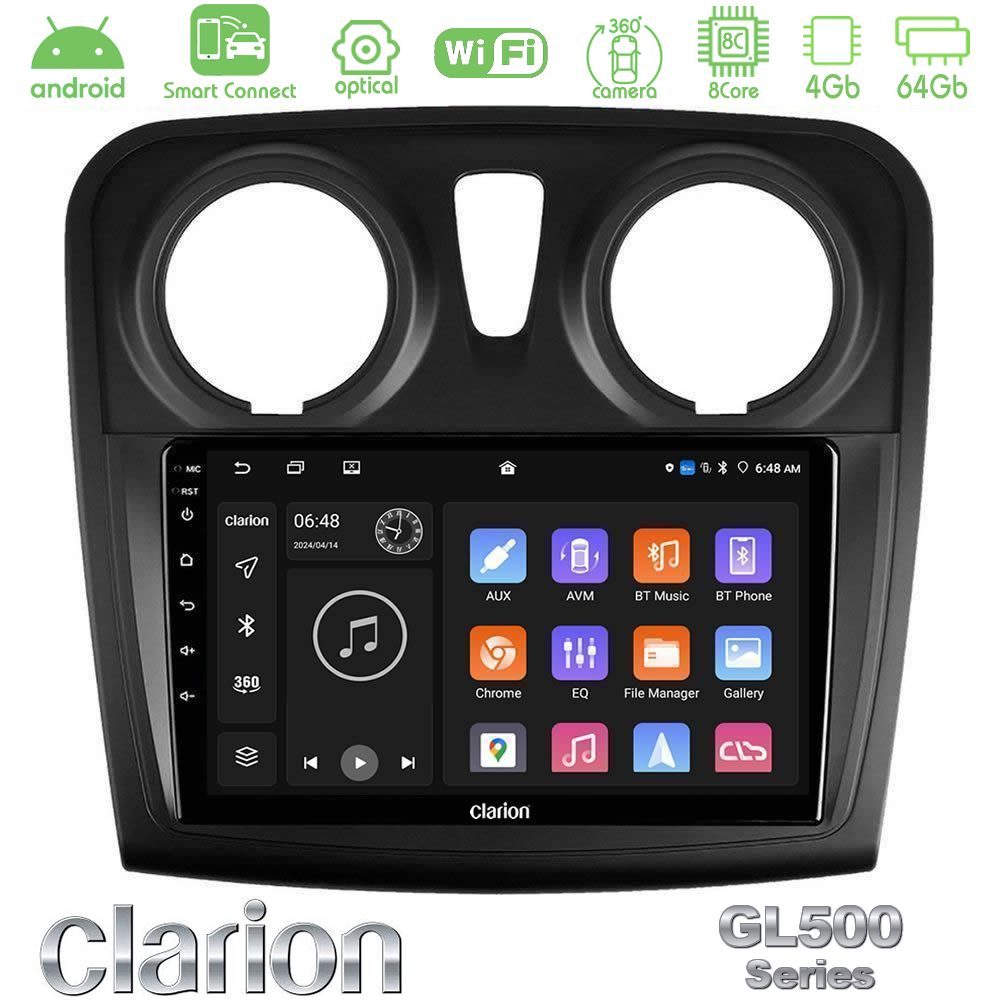 Kimpiris - Clarion GL500 Series 8Core Android ClarionOS 4+64GB Dacia Dokker 2014-2021 Navigation Multimedia Tablet 9"