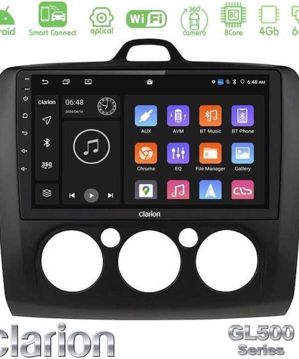Kimpiris - Clarion GL500 Series 8Core Android ClarionOS 4+64GB  Ford Focus Manual AC Navigation Multimedia Tablet 9" (Μαύρο Χρώμα)