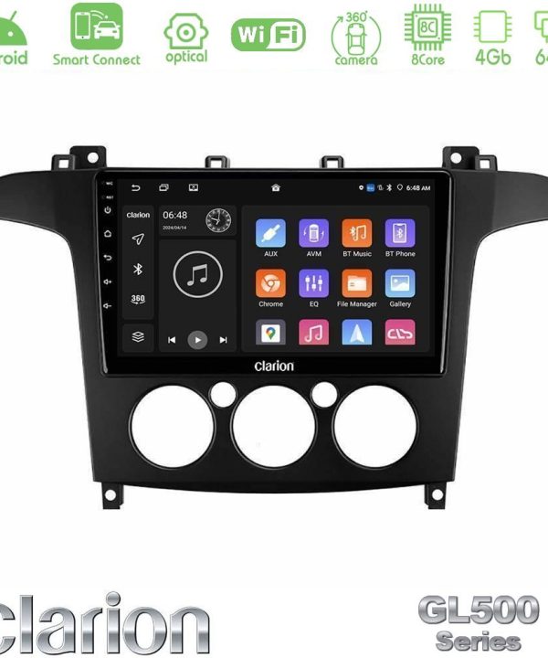 Kimpiris - Clarion GL500 Series 8Core Android ClarionOS 4+64GB  Ford S-Max 2006-2008 (manual A/C) Navigation Multimedia Tablet 9"