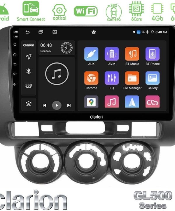 Kimpiris - Clarion GL500 Series 8Core Android ClarionOS 4+64GB  Honda Jazz 2002-2008 (Manual A/C) Navigation Multimedia Tablet 9"