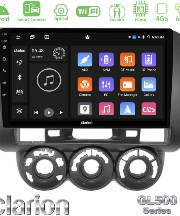 Kimpiris - Clarion GL500 Series 8Core Android ClarionOS 4+64GB Honda Jazz (Fit) 2002-2008 (RHD) Manual A/C Navigation Multimedia Tablet 9"