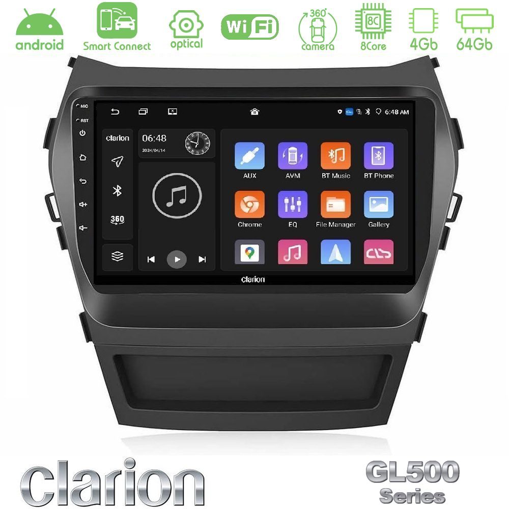 Kimpiris - Clarion GL500 Series 8Core Android ClarionOS 4+64GB Hyundai iX45 2012-2017 Navigation Multimedia Tablet 9"