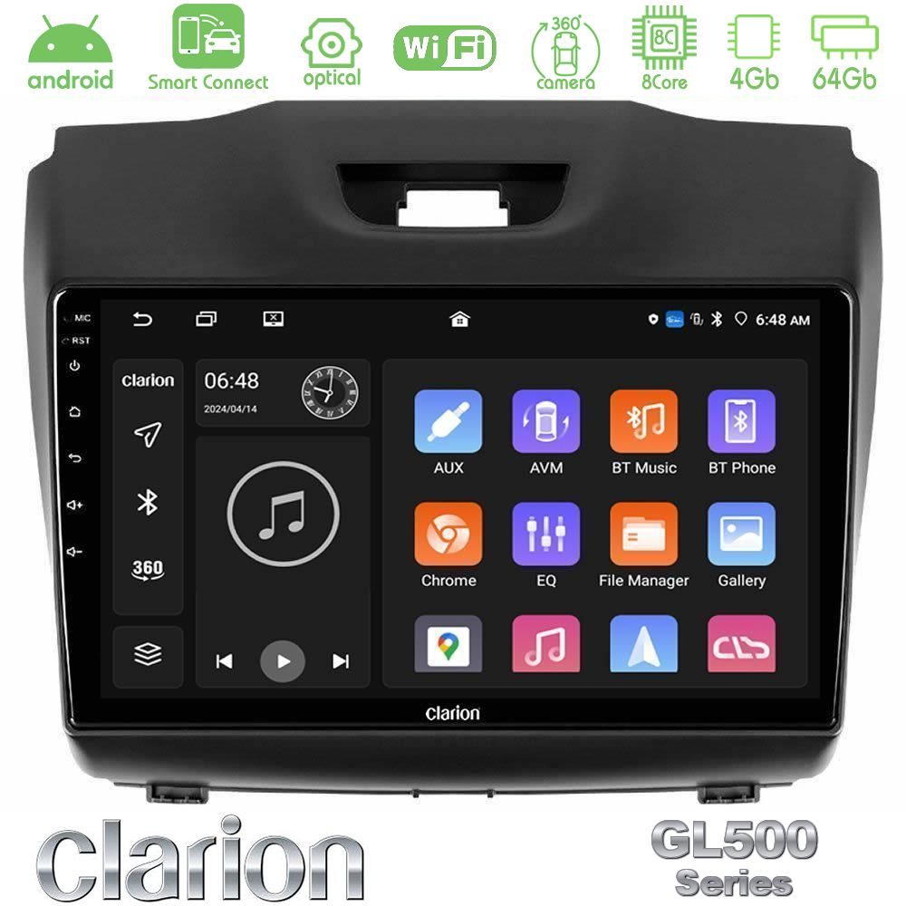 Kimpiris - Clarion GL500 Series 8Core Android ClarionOS 4+64GB Isuzu D-MAX 2012-2019 Navigation Multimedia Tablet 9"