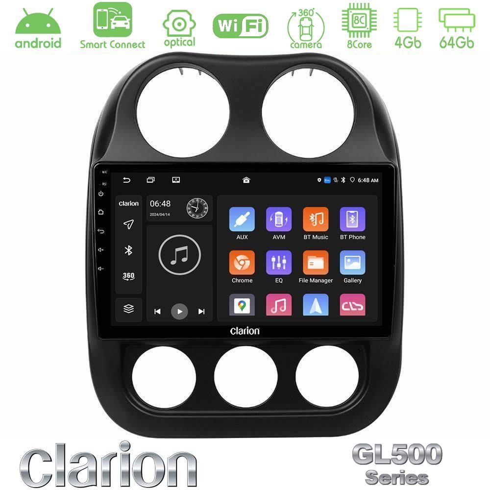 Kimpiris - Clarion GL500 Series 8Core Android ClarionOS 4+64GB Jeep Compass 2012-2016 Navigation Multimedia Tablet 9"