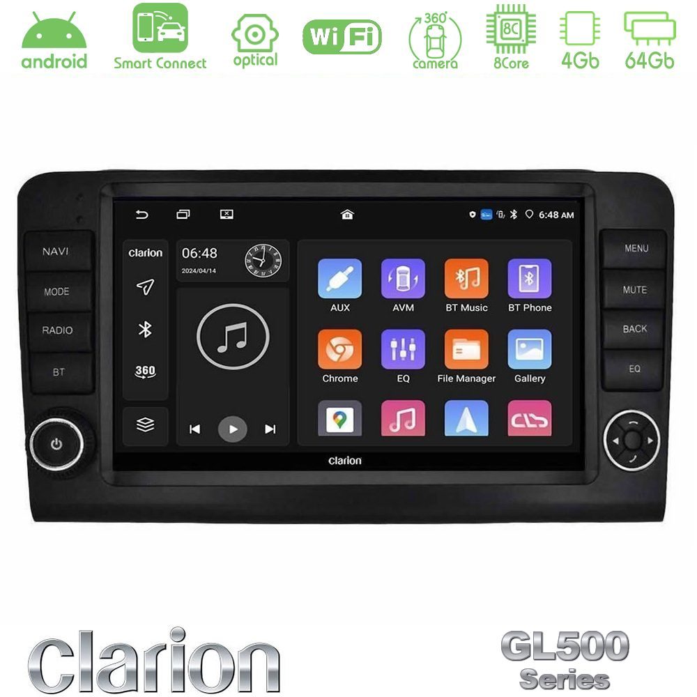 Kimpiris - Clarion GL500 Series 8Core Android ClarionOS 4+64GB Mercedes ML/GL Class W164 2006-2011 Navigation Multimedia Tablet 9" (OEM Look)