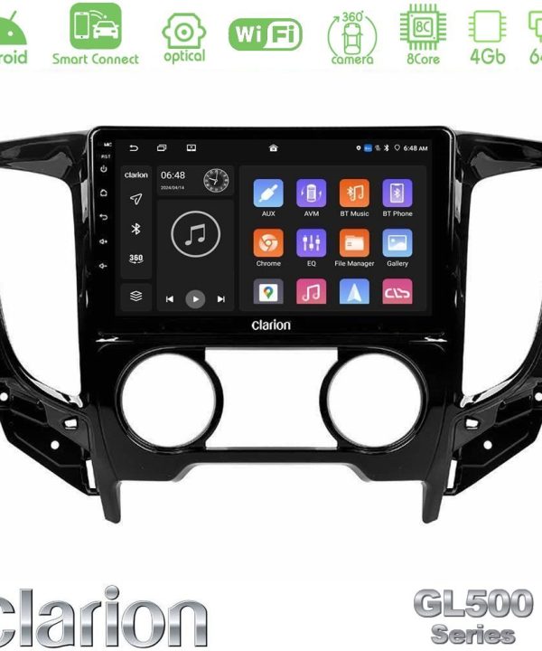 Kimpiris - Clarion GL500 Series 8Core Android ClarionOS 4+64GB  Mitsubishi L200 2016-> amp; Fiat Fullback (Manual A/C) Navigation Multimedia Tablet 9"