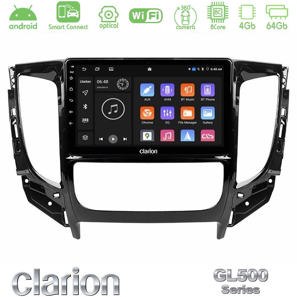 Kimpiris - Clarion GL500 Series 8Core Android ClarionOS 4+64GB Mitsubishi L200 2016-> amp; Fiat Fullback (Auto A/C) Navigation Multimedia Tablet 9"