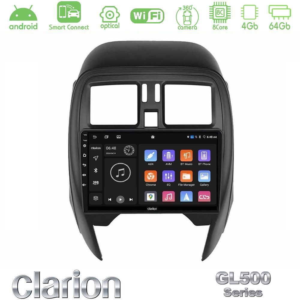 Kimpiris - Clarion GL500 Series 8Core Android ClarionOS 4+64GB Nissan Micra 2013-2016 Navigation Multimedia Tablet 9"
