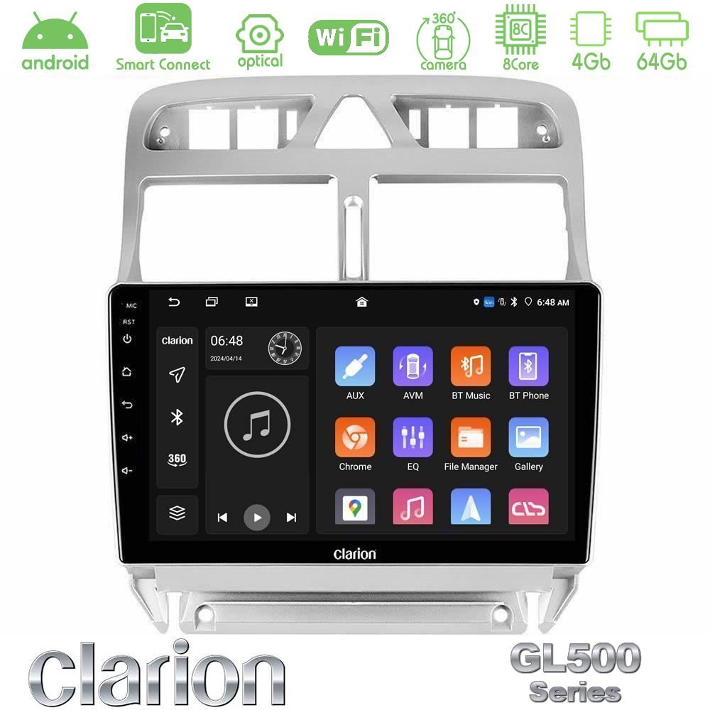 Kimpiris - Clarion GL500 Series 8Core Android ClarionOS 4+64GB Peugeot 307 2002-2008 Navigation Multimedia Tablet 9"
