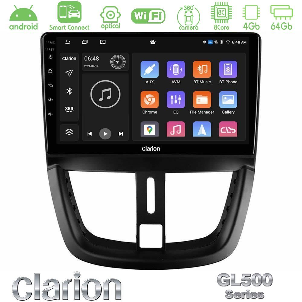 Kimpiris - Clarion GL500 Series 8Core Android ClarionOS 4+64GB Peugeot 207 Navigation Multimedia Tablet 9"