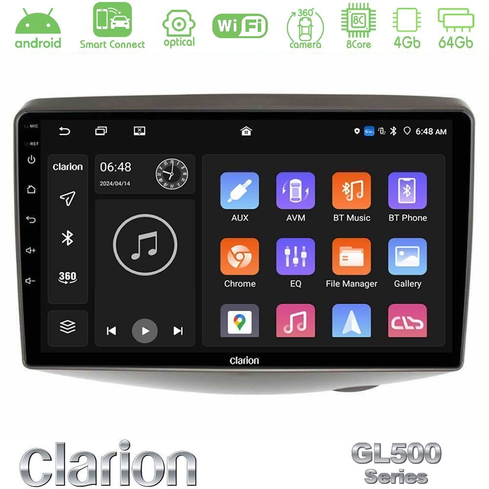 Kimpiris - Clarion GL500 Series 8Core Android ClarionOS 4+64GB Toyota Yaris 1999 - 2006 Navigation Multimedia Tablet 9"