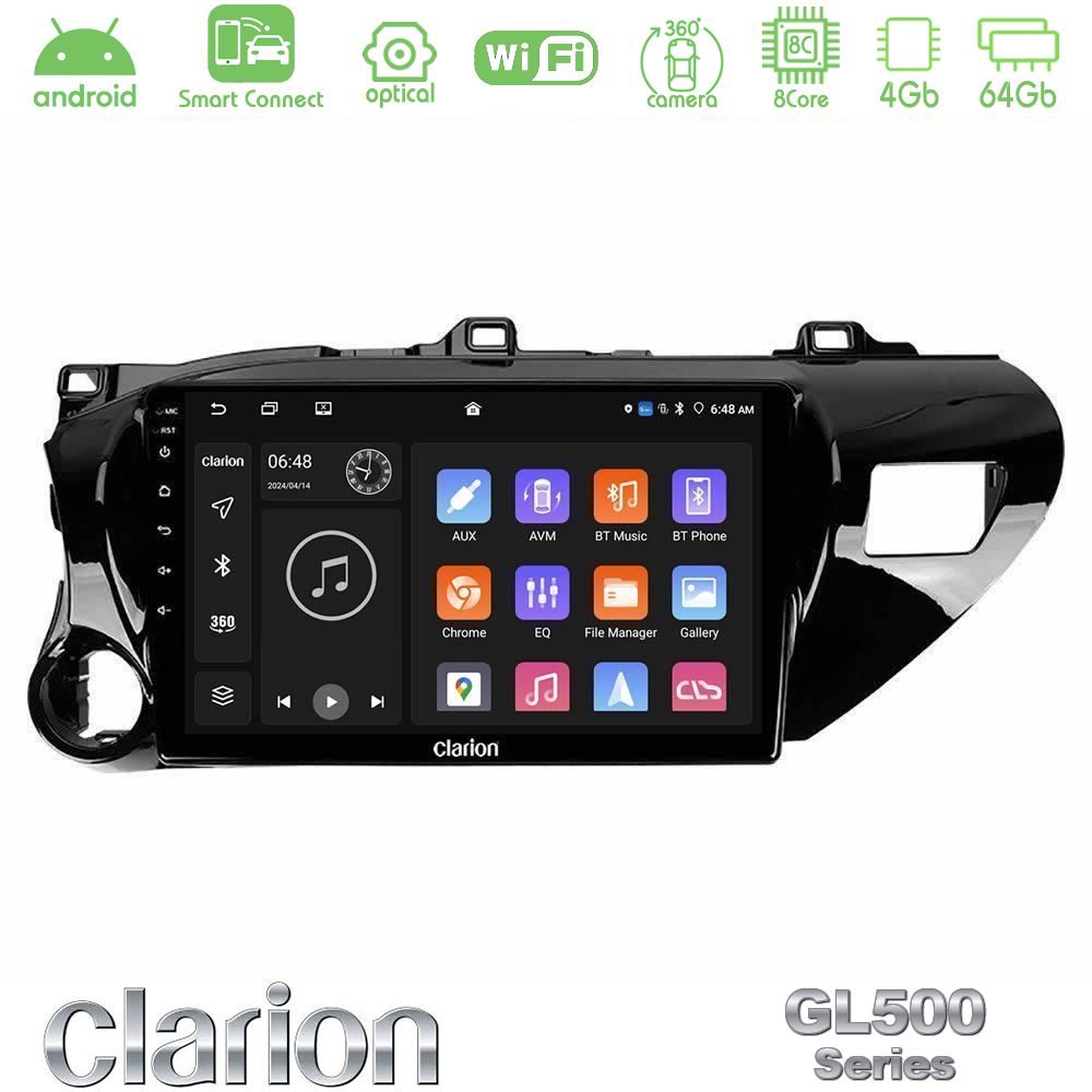 Kimpiris - Clarion GL500 Series 8Core Android ClarionOS 4+64GB Toyota Hilux 2017-2021 Navigation Multimedia Tablet 10"