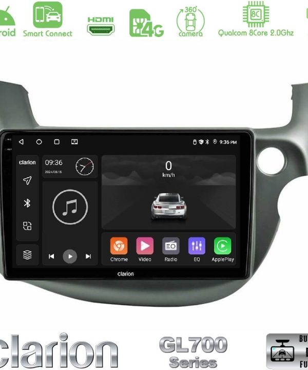 Kimpiris - Clarion GL700 QUALCOMM Series 8Core Android ClarionOS 4+64GB Honda Jazz (Fit) 2009-2013 RHD Navigation Multimedia Tablet 10" Με Carplay & Android Auto