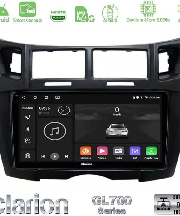 Kimpiris - Clarion GL700 QUALCOMM Series 8Core Android ClarionOS 4+64GB Toyota Yaris Navigation Multimedia Tablet 9" (Μαύρο Χρώμα) Με Carplay & Android Auto
