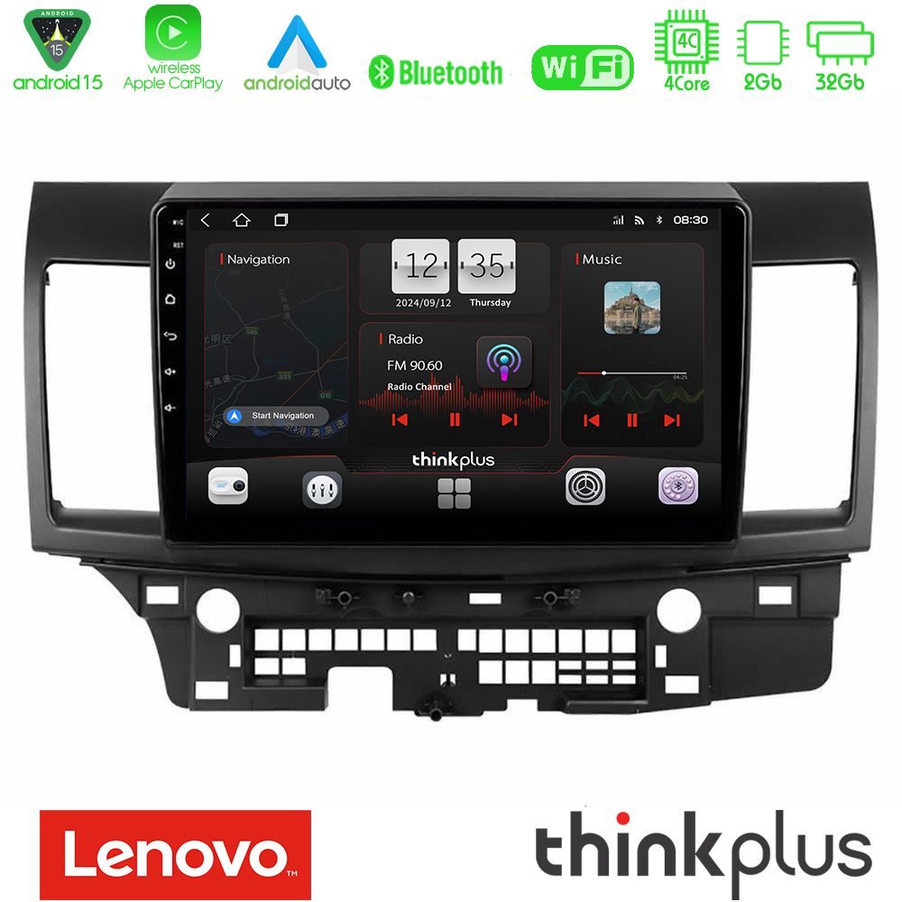 Kimpiris - Lenovo Thinkplus Series 4Core Android15 2+32GB Mitsubishi Lancer 2008 – 2015 Navigation Multimedia Tablet 10" Με Carplay & Android Auto