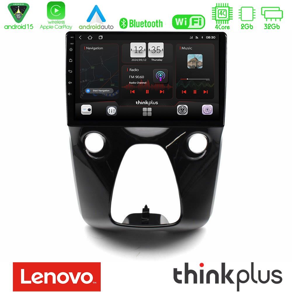 Kimpiris - Lenovo Thinkplus Series 4Core Android15 2+32GB Toyota Aygo | Citroen C1 | Peugeot 108 Navigation Multimedia 10" Με Carplay & Android Auto