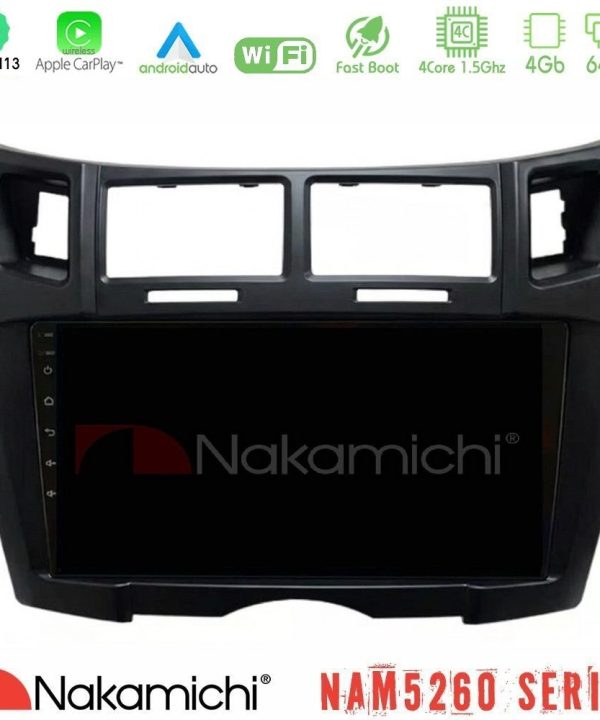 Kimpiris - Nakamichi NAM5260 Series 4Core Android13 4+64GB Toyota Yaris Navigation Multimedia Tablet 9" (Μαύρο Χρώμα) Με Carplay & Android Auto