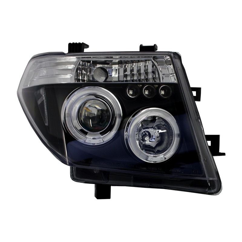 Μπροστινά Φανάρια Set Για Nissan Navara D40 05-10 Angel Eyes & Led Μαύρα H1/H1 Manual JunYan - Image 3